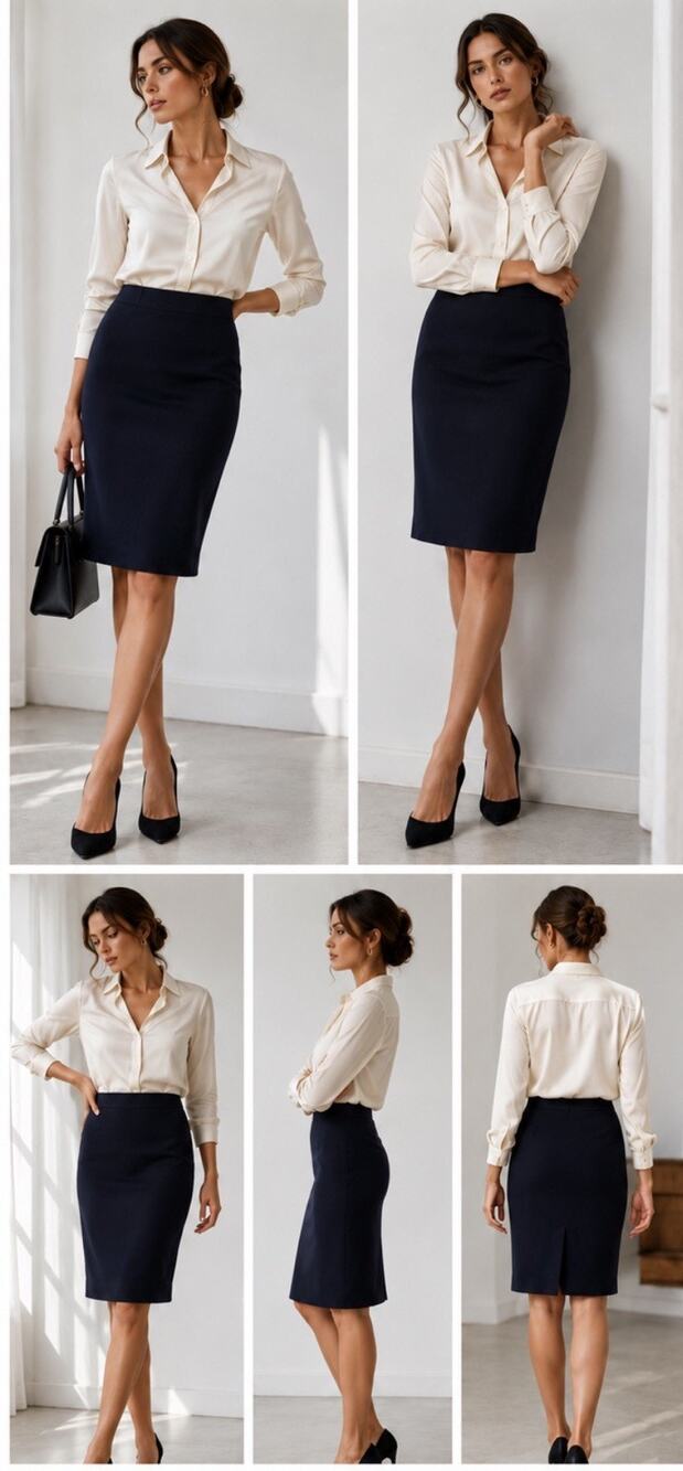 Prada Vintage Virgin Wool Pencil Skirt 2006 Collection – Navy Blue –IT 42 / US 6